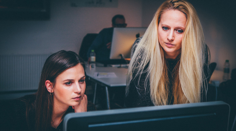 two people collaborating