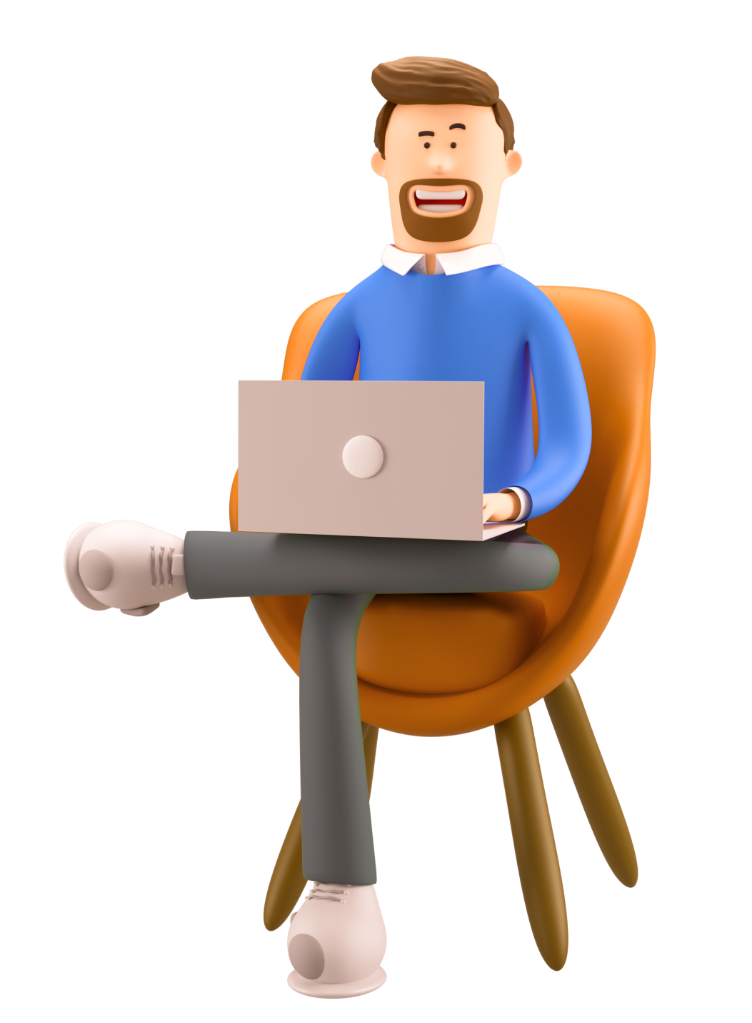 man sitting with laptop illustration